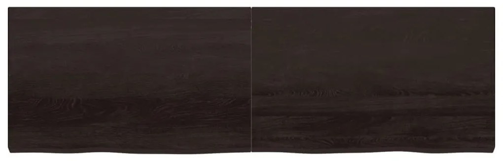sötétbarna kezelt tömör tölgyfa fali polc 200 x 60 x (2-6) cm