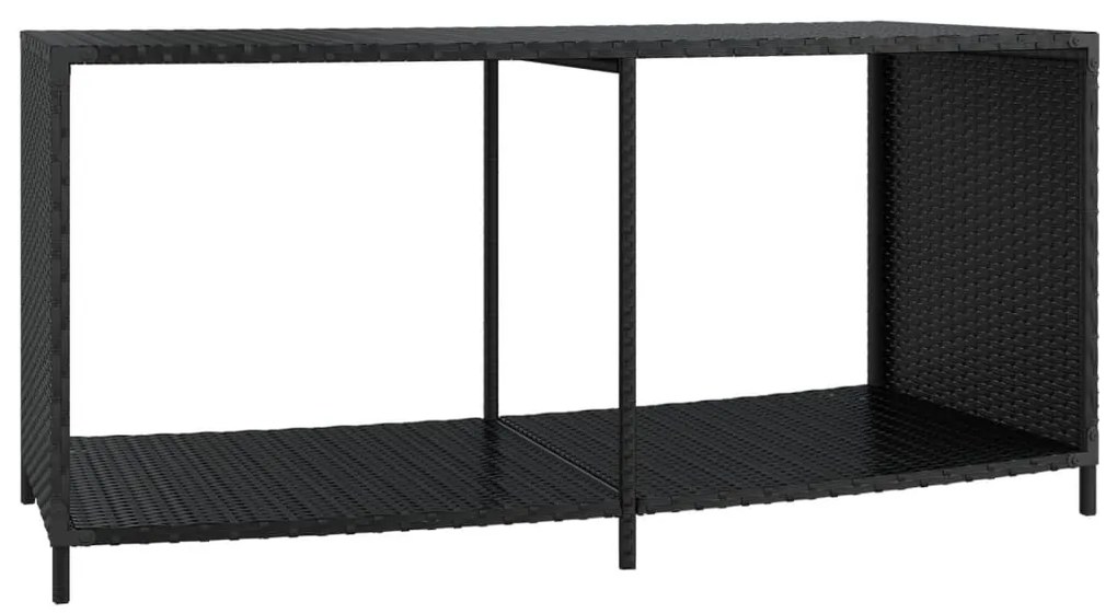 2 db fekete polyrattan tárolópolc
