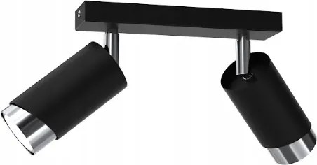 Ewilight Mennyezeti lámpa állítható léc szemcső 2xGU10 fekete/króm