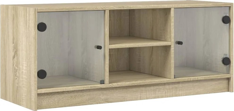vidaXL sonoma tölgy színű TV-szekrény üvegajtókkal 102 x 37 x 42 cm