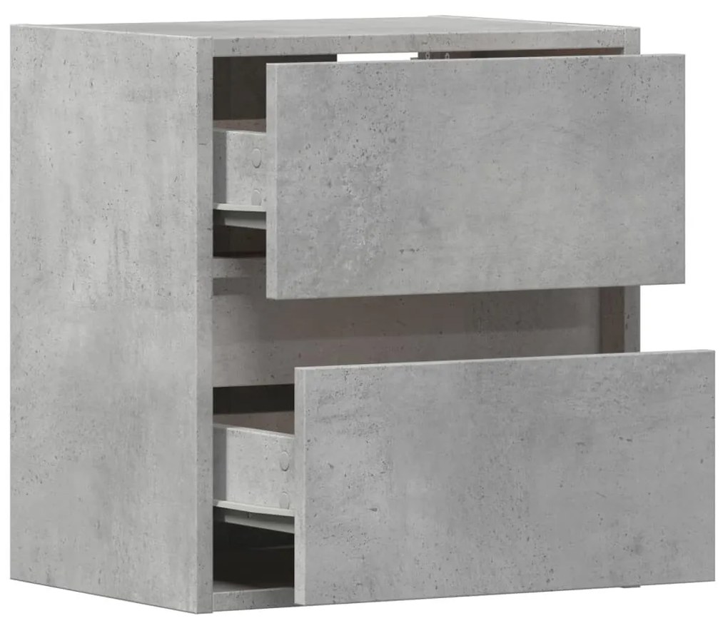 betonszürke falra szerelhető TV-szekrény LED-del 41x31x45 cm