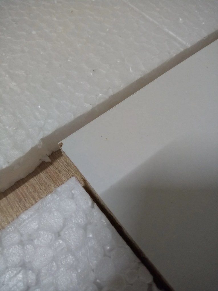 AKCIÓ Fehér étkezőasztal sonoma tölgy mintázatú asztallappal MADO 120x80 II. osztály