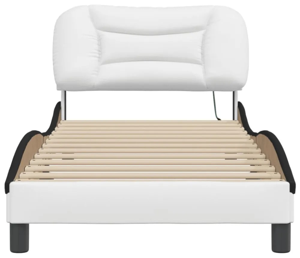 fehér és fekete műbőr ágykeret LED-világítással 80 x 200 cm