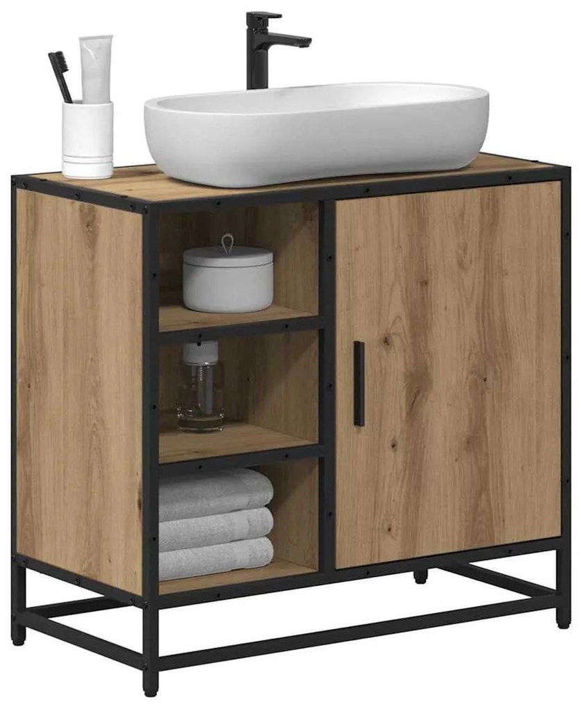 vidaXL Fürdőszoba Székény Artisan tölgy 65 x 33 x 60 cm Faanyag