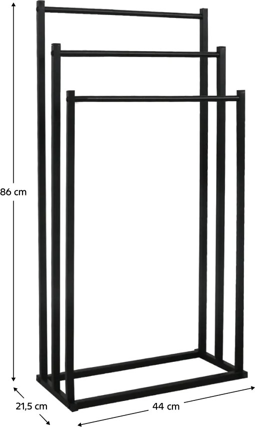 Törölközőtartó állvány, fekete, POLDO