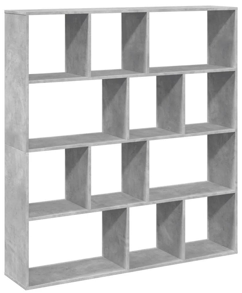 betonszürke szerelt fa könyvszekrény 132 x 29 x 141,5 cm