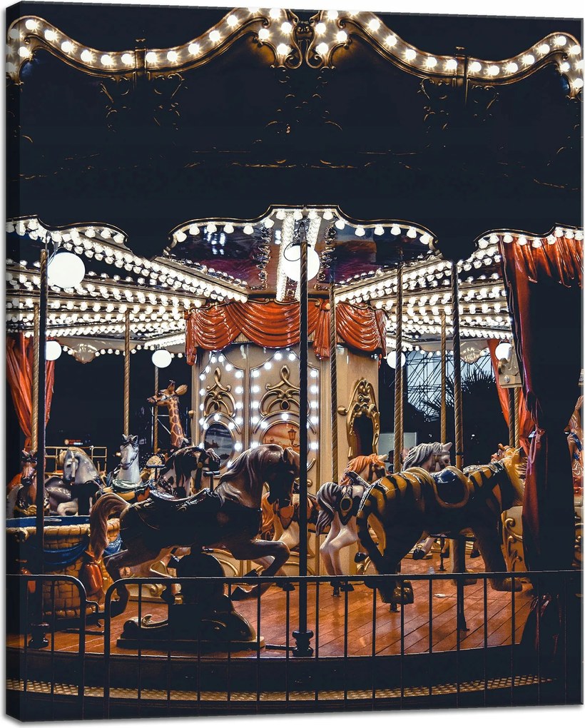 Vászonkép Körhinta Éjszakai fények Vidám város 40x50