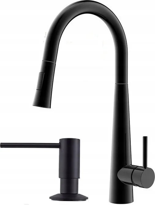 Konyhai érintőképernyős csaptelep fekete acél kifolyócsővel Ww Szett