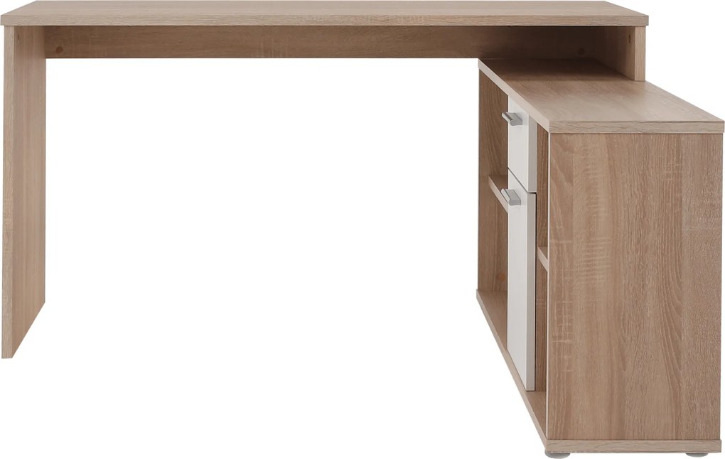 Sarok íróasztal, sonoma tölgy/fehér, NOE NEW
