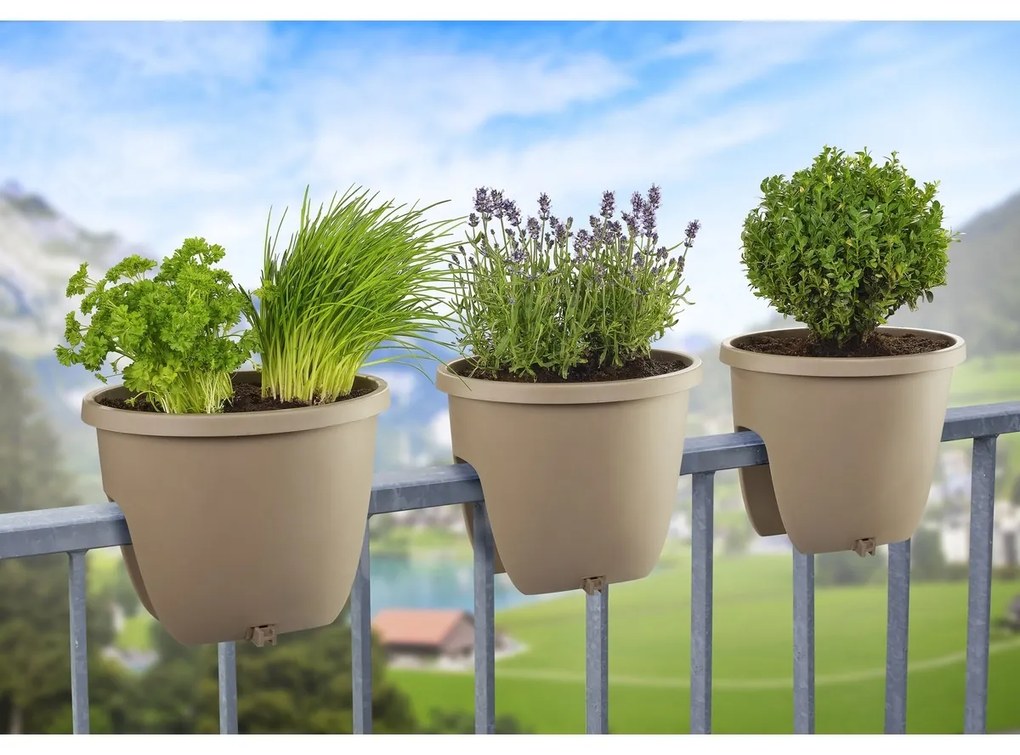 Gardenico virágtartó erkélykorlátra Balconia OVI antracit, átmérő: 30 cm