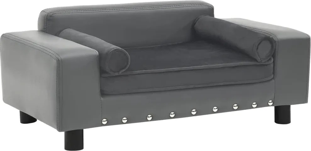 vidaXL szürke plüss és műbőr kutyakanapé 81 x 43 x 31 cm