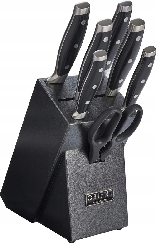 8 db-os Orient Origin konyhakés készlet, X50 Ultra+ acél, fekete fogantyúk