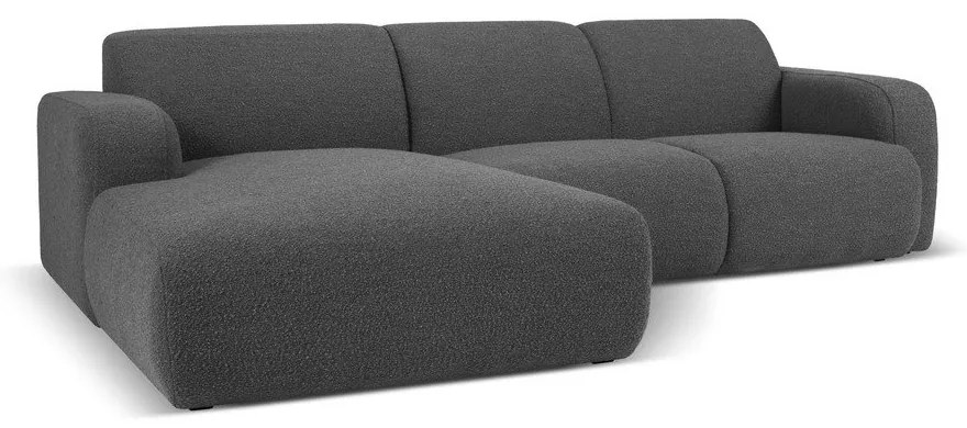 Sötétszürke buklé sarokkanapé (bal oldali) Molino – Micadoni Home