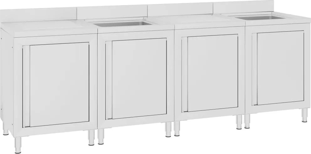 vidaXL rozsdamentes acél kereskedelmi konyhai mosogató 240 x 60 x 96 cm