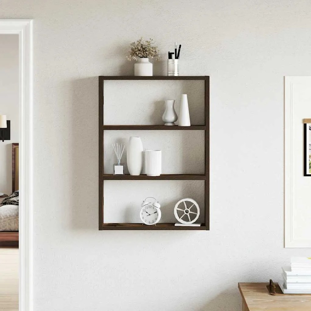 füstös tölgy színű szerelt fa fali polc 43 x 9 x 60 cm