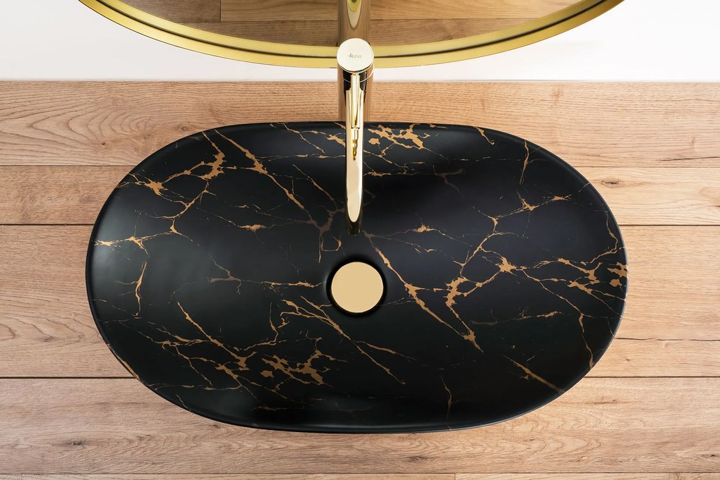 Pultos mosdó REA Royal In Black Marble Gold