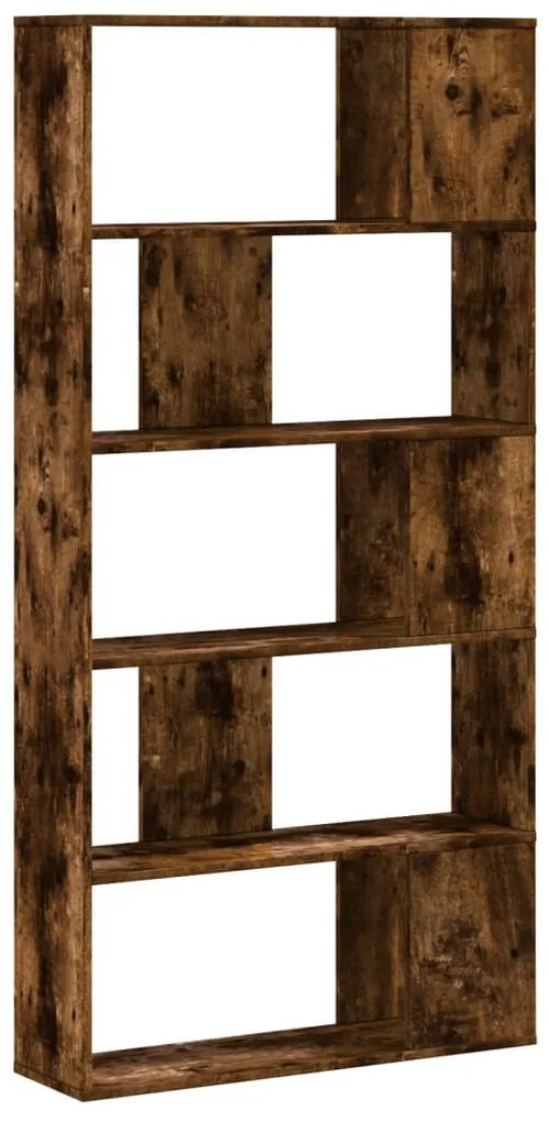 5 szintes füstös tölgy színű fa könyvespolc 80,5x23,5x162,5 cm