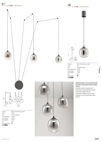 Redo 01-3485 -LED Dimmelhető fali lámpa KHADI 3xLED/5,5W/230V fekete/füstszínű