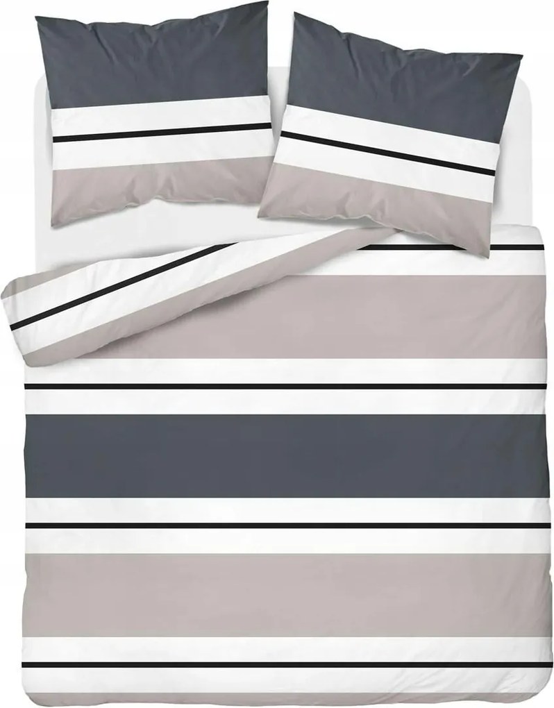Szatén ágyneműhuzat 220x200 5219 A fehér grafit bézs csíkos Home Satin 59