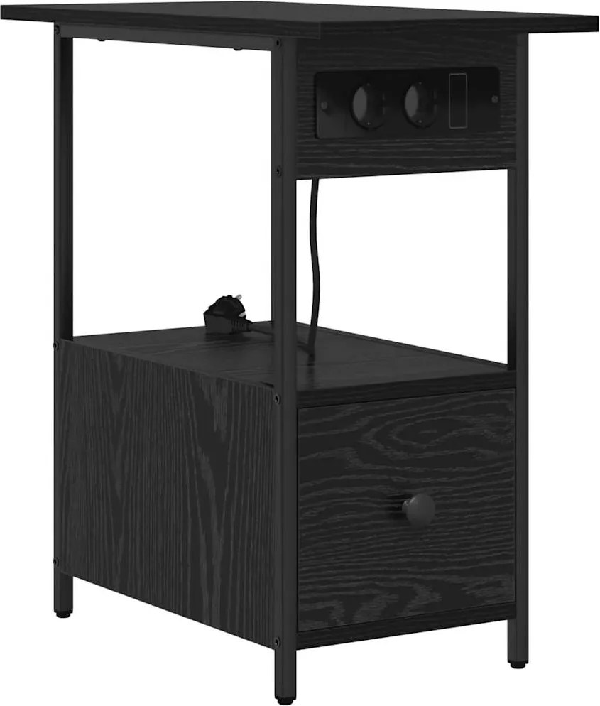 vidaXL Éjjeliszekrény fiókkal Fekete tölgy 60 x 30 x 61 cm Faanyag