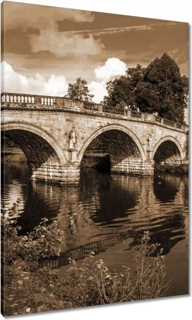 Vászonkép 70x100 Híd a folyón szépia