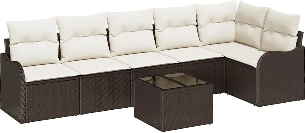 vidaXL Kerti Kanapé Szett tárolóval 7 pcs Szürke polirattan