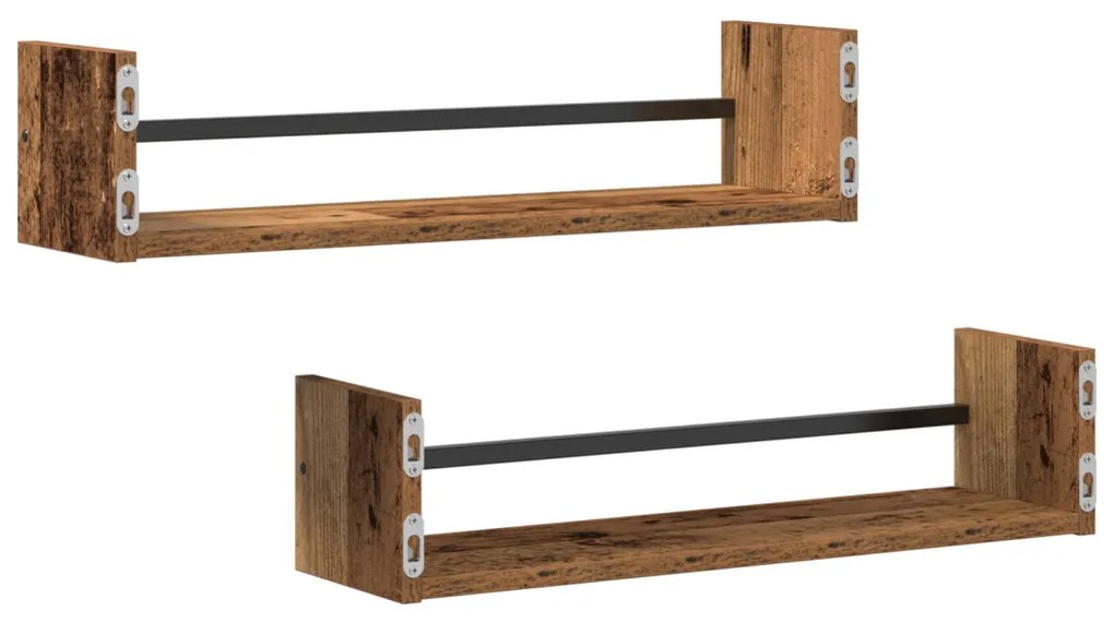 Falipolcok 2 db Régi fa 60x16x14 cm Műgyanta