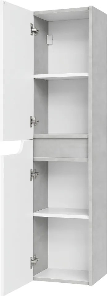 Piramida BETA fali fürdőszoba - állószekrény - FEHÉR-SZÜRKE - 35 x 150 x 30 cm