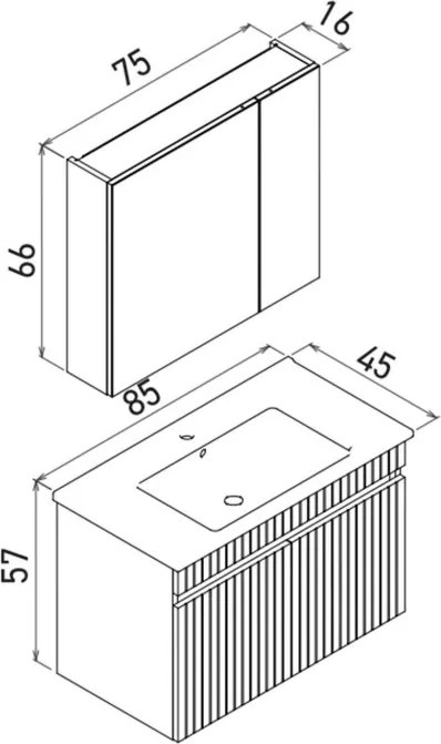 Tivoli mosdószekrény, 85 cm – TR785PNC1765