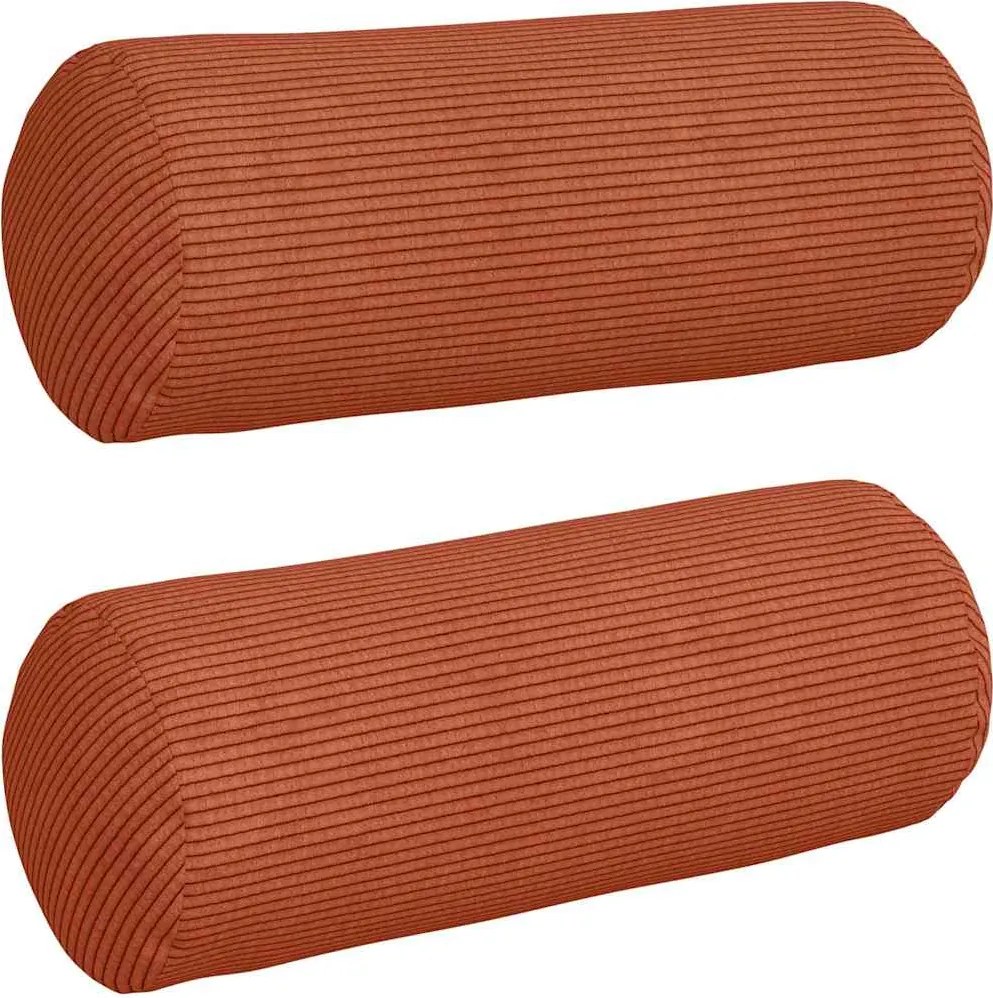 vidaXL Hengerpárnák 2 pcs Piros Narancs Ø 15 x 40 cm Bársonyos szövet