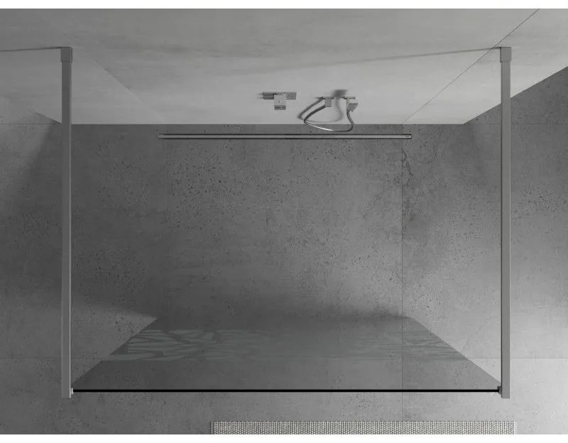 Mexen Kioto, átmenő zuhanyparaván 130 x 200 cm, 8 mm átlátszó / fehér üvegminta, 2 x króm stabilizáló távtartó, 800-130-002-01-85