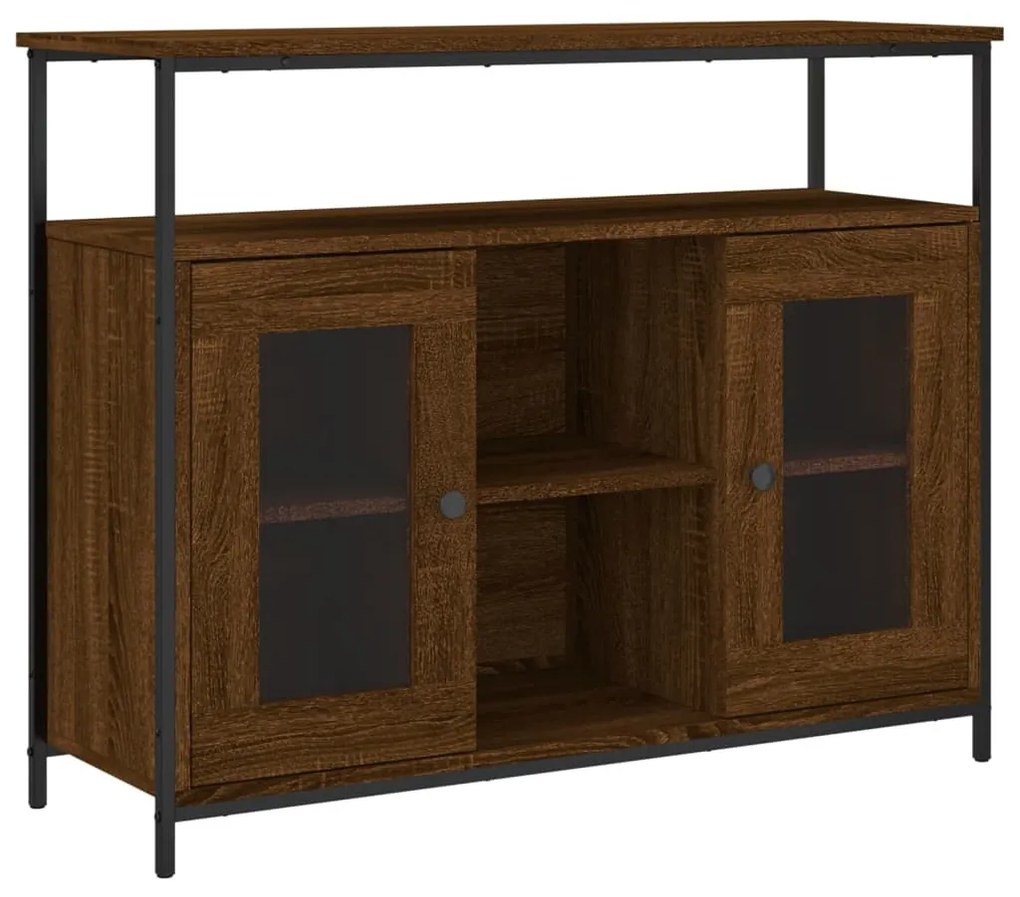 barna tölgy színű szerelt fa tálalószekrény 100 x 35 x 80 cm