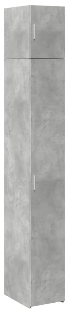 betonszürke szerelt fa vékony tárolószekrény 30 x 42,5 x 225 cm