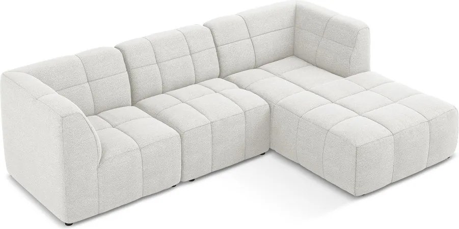 Fehér buklé sarokkanapé (jobb oldali-heverő résszel) Aloha – Makamii