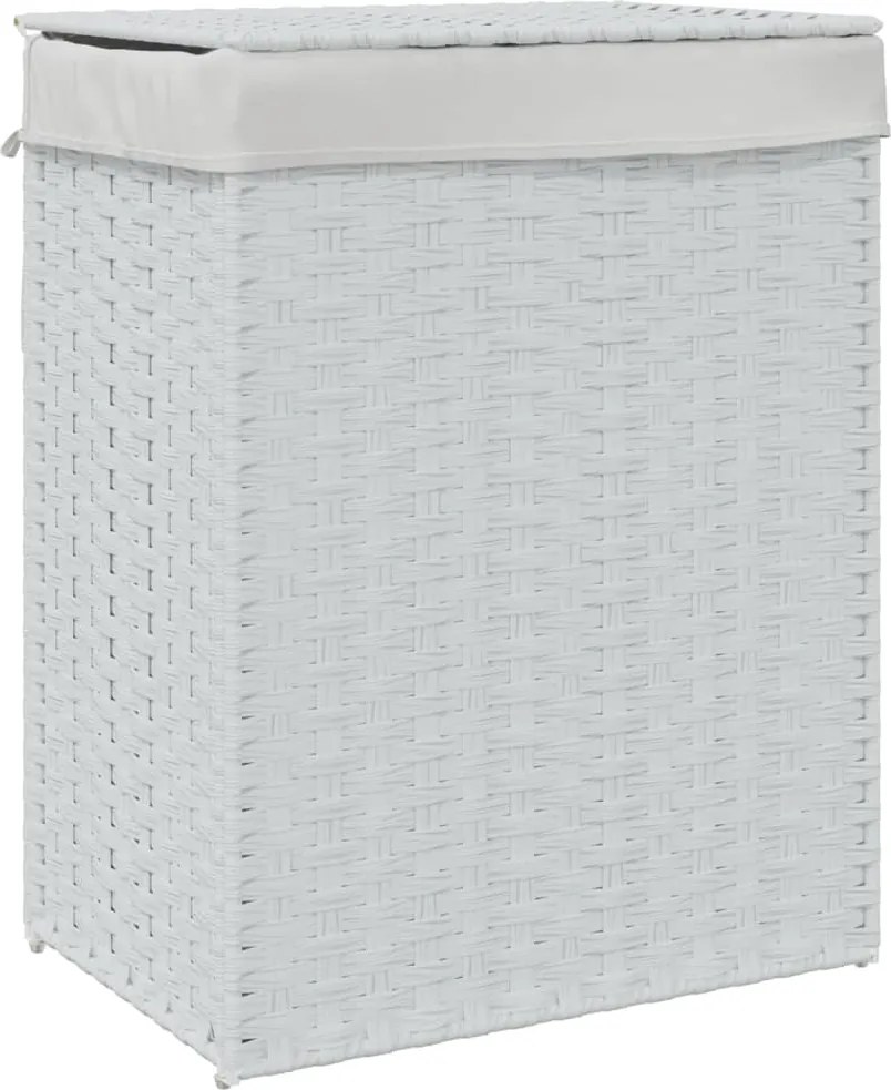 vidaXL fehér polyrattan szennyeskosár fedéllel 46x33x60 cm