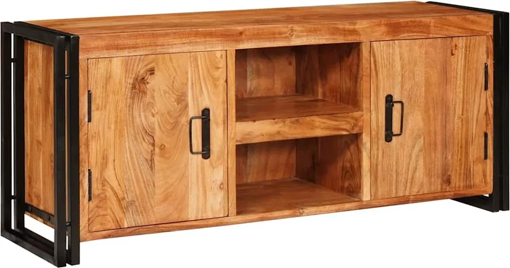 vidaXL TV szekrény polcokkal Barna 120 x 33 x 50 cm tömör akácfa