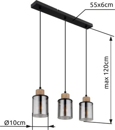 GLOBO 15707-3H REID Többágú Függesztett Lámpa IP20