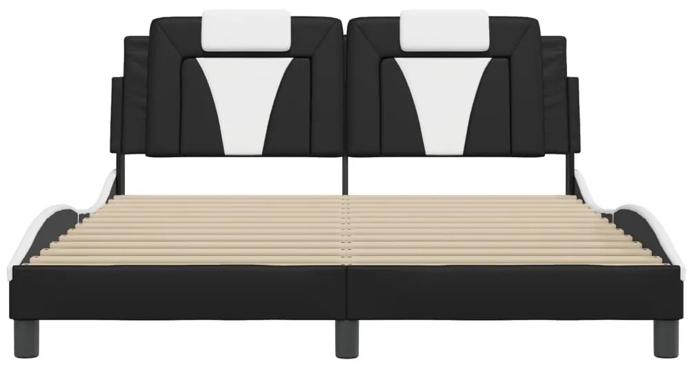 fekete és fehér műbőr ágykeret Viana matrac nélkül 160 x 200 cm