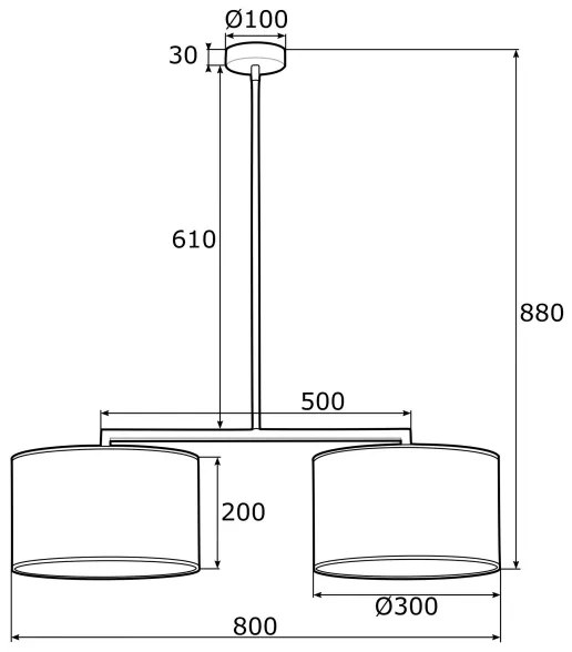 Argon 0899 - Csillár rúdon KARIN 2xE27/15W/230V fekete