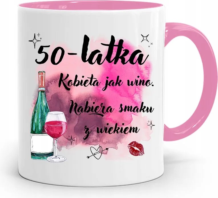 Születésnapra 50 50-es 50-es Bögre Rózsaszín Ajándék fényképes nyomattal