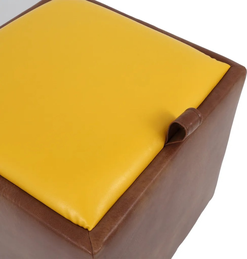Box puff - műbőr, konyak/sárga - 8070/22168 R