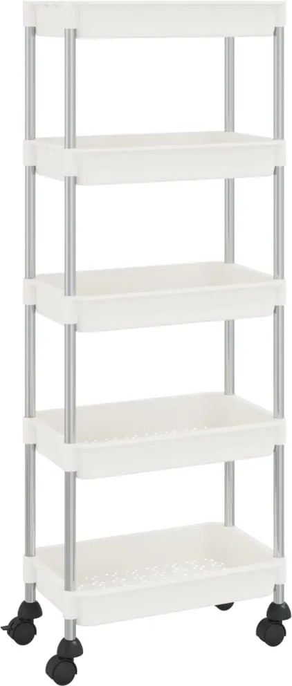vidaXL 5 szintes fehér vas és ABS konyhai kocsi 42 x 29 x 128 cm