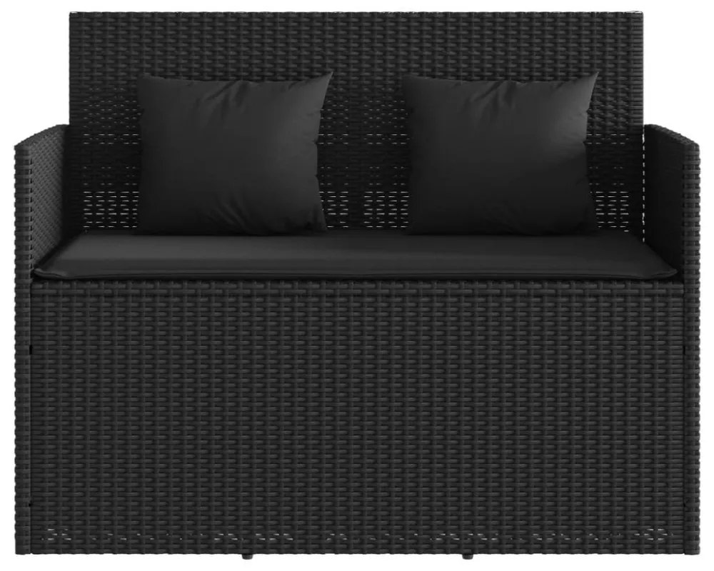 fekete polyrattan kerti pad párnával