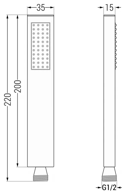 Mexen tartozékok - R-02 Sárgaréz kézizuhany, 1 funkciós, fekete, 79500-70