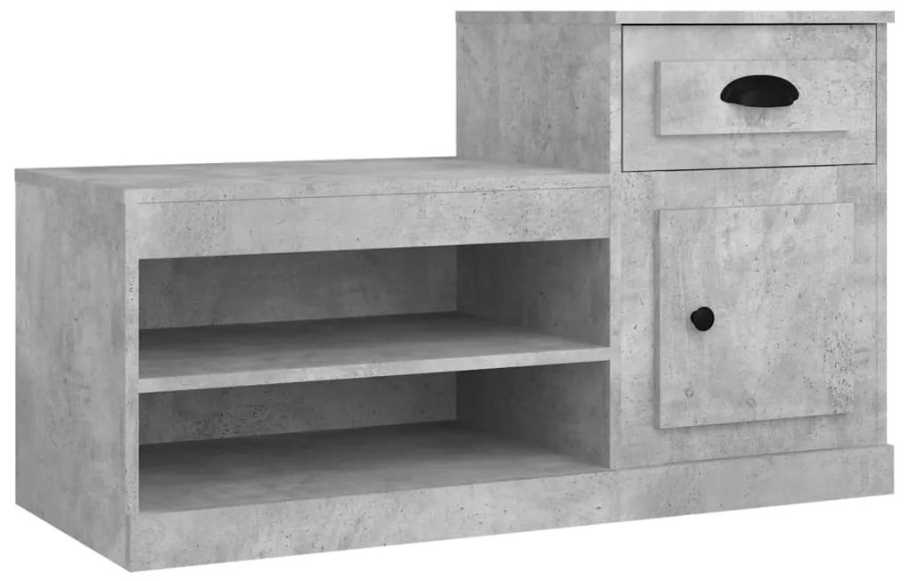 betonszürke szerelt fa cipőszekrény 100 x 42 x 60 cm