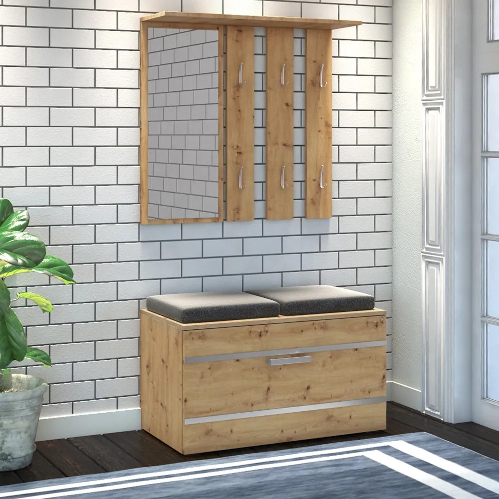 Shannan Opal előszobafal, 85x45x35 cm, tölgy