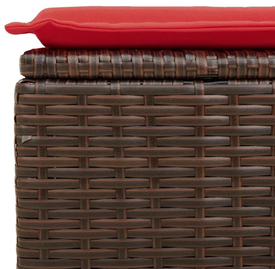 Kerti Puff Térkező Párnával Barna 55x55x37 cm Poli Rattan
