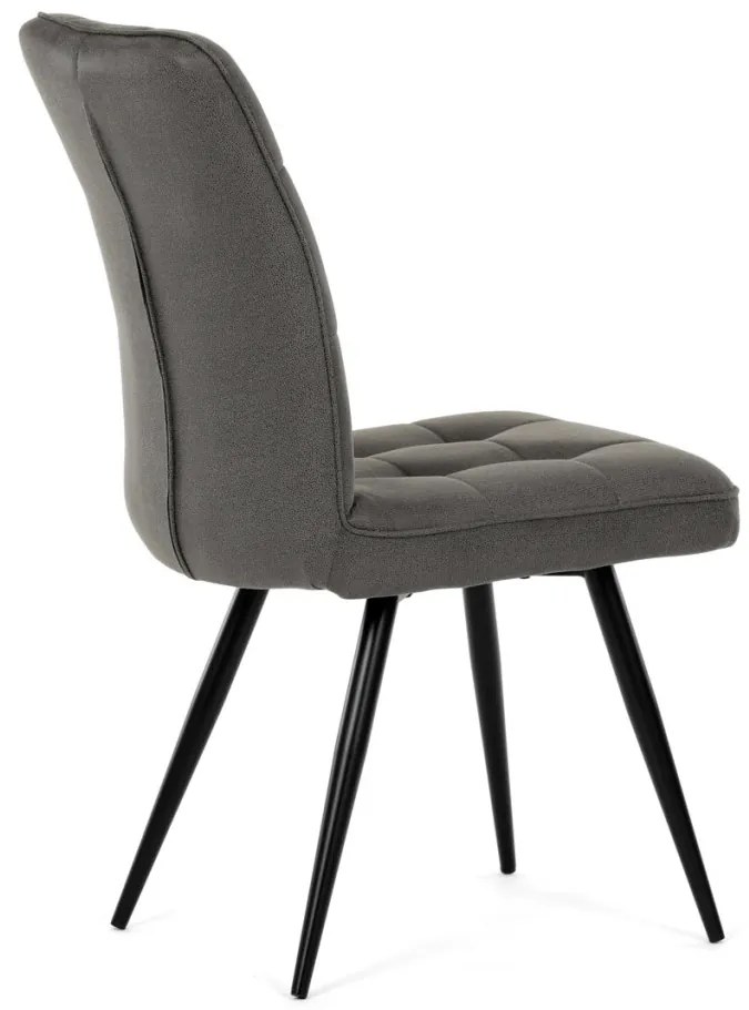Scaun de dining cu tapițerie din material textil gri, cu aspect de piele periată