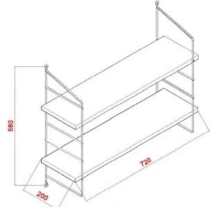 ARMONI fali polc 58x72 cm bézs/barna