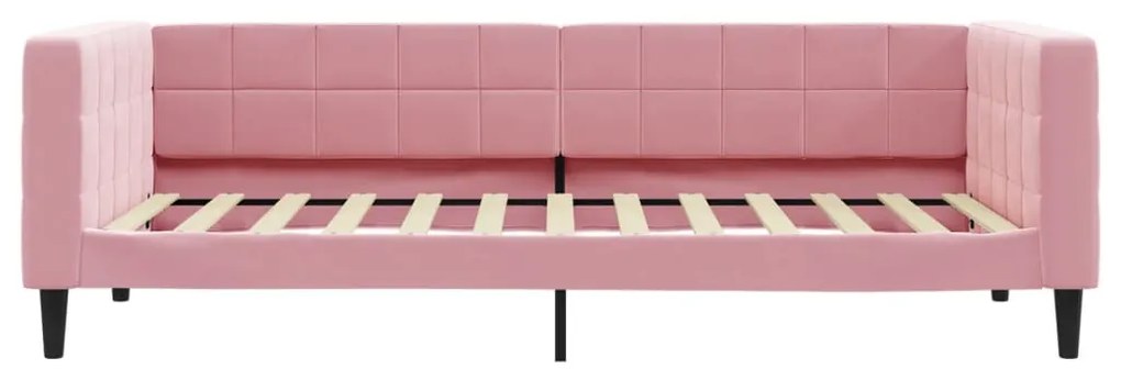 rózsaszín kihúzható bársony heverő 90 x 200 cm
